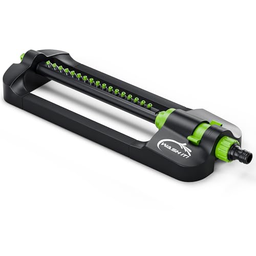 Image of Bar Oscillating Lawn Sprinkler - 180 Degree Rectangular Oscillating Garden Sprinkler Attachment for Garden Hose - Universal Adjustable 17 Nozzle Up To 200m² Coverage Lawn Grass Watering System