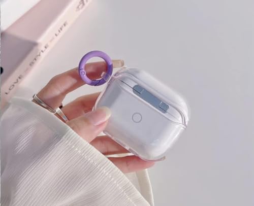 Image of Compatible with Airpods 4 (2024) Pouch Case Cover, Soft Silicone Case Cover with Key-Chain, 360 for Airpods 4 Gen Full Protective Pouch Case (Heart Purple)