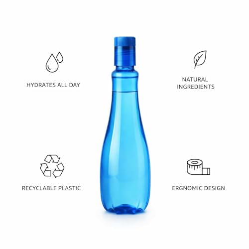Image of RED WIND Unbreakable 1 Litre Curvy Grip Water Bottles | Pack of 6 | Multicolor | Leakproof Screw Cap | BPA-Free | Bottles for Fridge, Home, Office, School and Travel