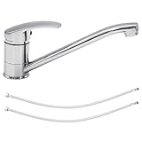 CeyKvo Küchenarmatur Einhebelmischer Chrom, 360° Drehbare Spültischarmatur mit Keramikventilkartusche, Küchenspülarmatur inkl. 60 cm Kalt- und Warmwasserschläuche