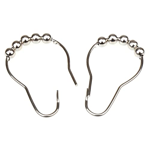 H&S Premium Shower Curtain Hooks with Ball Rollers - Heavy Duty Shower Curtains Ring Hooks for Rods - 14pcs Stainless Steel Shower Curtain Rings Set