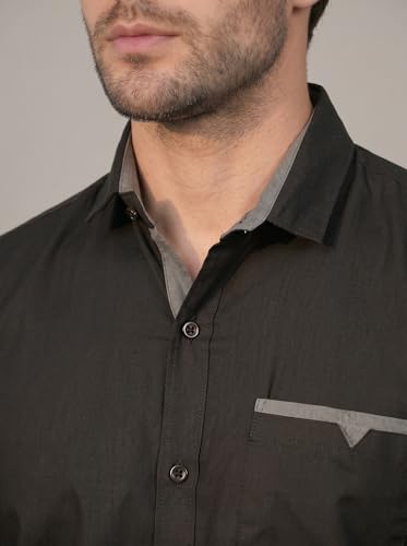 Image of Diverse Men's Cotton Blend Shirt with Pocket Design Spread Collar Full Sleeves Regular Fit and Standard Length | Comfortable Cotton Casual Shirt for Man