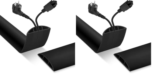 Image of Floor Cord Cover, Cable Protector, 0.63W x 0.31H inches, Wire Cover for Extension Cords, Floor Cable Covers Prevent Cable Trips (Black, 50-10 Feet) (Pack of 2)