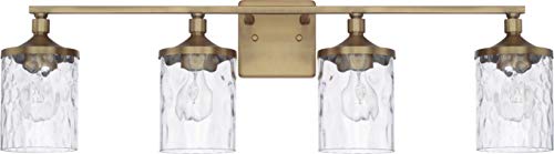 HomePlace Lighting 128841AD-451 Colton Mid-Century Clear Water Glass Bathroom Vanity Wall Light, 4-Light 400 Total Watts, 10