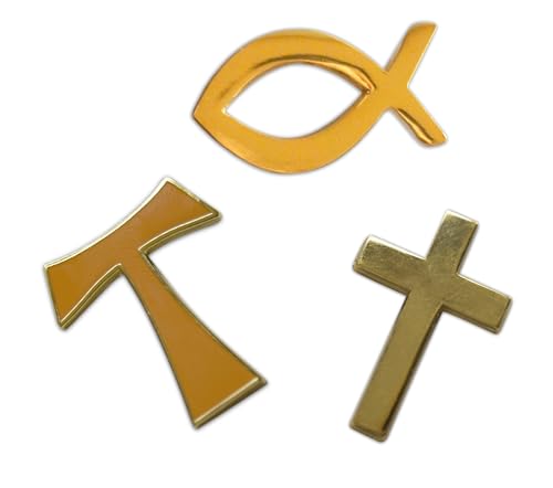 Image of Novel Merk Christian Cross Icon Religious Lapel Pin, Hat Pin & Tie Tack Set with Clutch Back
