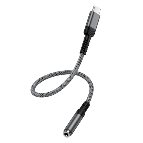 Viviber Type C �C���z���W���b�N USB C-3.5mm �ϊ��A�_�v�^ ���ʒ���/�ʘb/���y�Ή� �����ϊ� �^�C�vC �C���z���W���b�N 18CM 24bit/48KHz DAC ���� ���ϋv�i�C���� iPhone17/16/15�V���[�Y/Pi