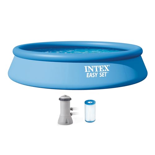 Intex Easy Set 13 ft x 33in Above Ground Pool Set, Round Inflatable Swimming Pool with 530 GPH Cartridge Filter Pump and Type A Cartridge