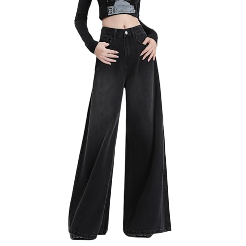 Womens Baggy Wide Leg Jeans High Waisted Plus Size Boyfriend Loose Fit Bell Bottom Stretchy Denim Pants with Pockets