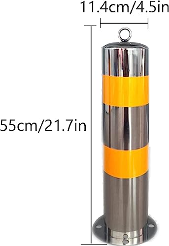 Słupki zabezpieczające podjazd ze stali nierdzewnej z taśmą odblaskową, metalowe słupki o szerokości 114 mm, bariera parkingowa, zestaw 2 szt. dla większego bezpieczeństwa i widoczności