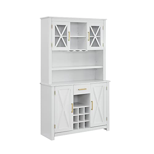 Home Source Jill Zarin White Tall Cabinet With Glass Doors #TOP2