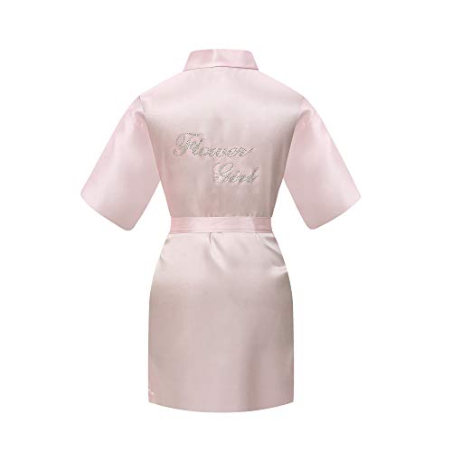 SEALINF Flower Girls' Bridesmaid Pure-Colored Robe with Rhinestones for Bridal Party Wedding Getting Ready