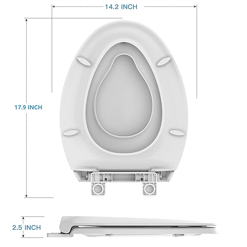 Toilet Seat, Elongated Toilet Seat with Toddler Seat Built in, Potty Training Toilet Seat Elongated Fits Both Adult and Child, with Slow Close and Magnets- Elongated 2 Packs