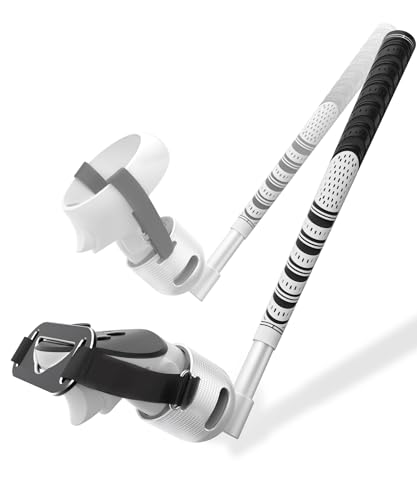 BRICOK Mango de palo de golf VR compatible con Oculus Quest 3/2, Meta Quest 3S, accesorio de aluminio de 90 grados con adaptador de controlador moldeado 1:1, placa fija (ajustable en longitud) (negro)