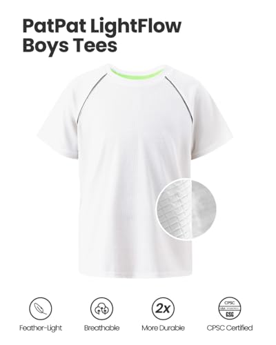 PATPAT Boys 2-Piece Athletic Set, Ultra Lightweight Quick-Dry T-Shirt & Shorts with Air-Grid Tech, Moisture-Wicking Sports Uniform for Kids Youth, Vapor Gray, US14/XL2