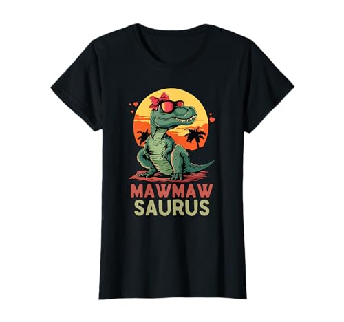 Fancy Grandma Mothers Day Birthday Christmas Gifts MawMawSaurus Dino Dinosaur Maw-Maw-Saurus T-Rex MawMaw Trex T-Shirt, Small, Black