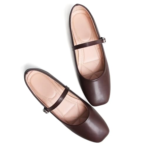 Image of LUXINYU Women's Slip on Flats,Classy Round Toe Solid Classic Mary Jane Ballet Dance Shoes Soft Comfortable PU Flat Shoes