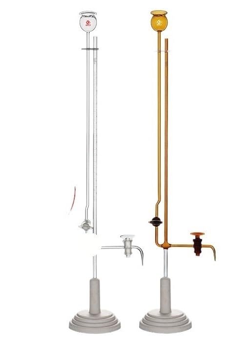 Mikrobureta, Zestaw mikrobiuret klasy A 0,01 ml Szkło borokrzemianowe Kwasowe Alkalia 1 ml–10 ml Przezroczysty/bursztynowy(Clip White Glass piston 1ml)