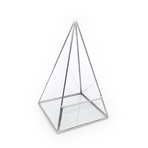Pyramid Terrarium/Geometric Glass Plant Pot/Modern Planter/Handmade in England (Large, Silver)