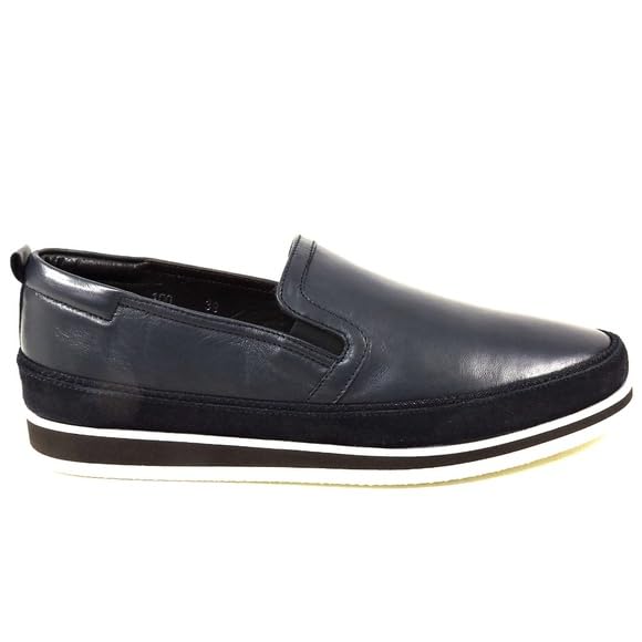 Baldinini 🇮🇹 Men's Navy Blue Soft Leather Comfort Summer Flat Loafers3