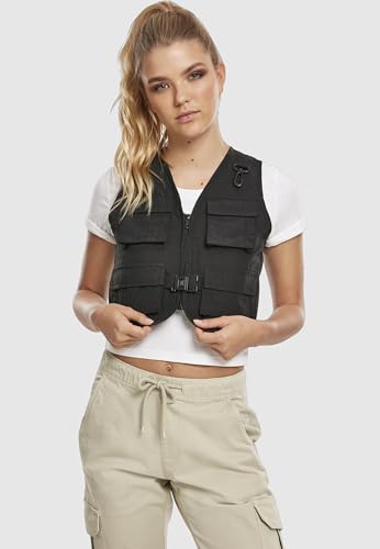 Urban Classics Damen Ladies Short Tactical Vest Jacke, Schwarz, M EU