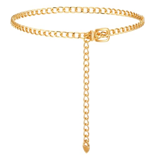 Chain Belt for Women Metal, Waist Chain Belt Women Ladies Adjustable Body Waist Link Belts for Dresses, Jeans, and More - Elegant Gold Belts for WomenFashion
