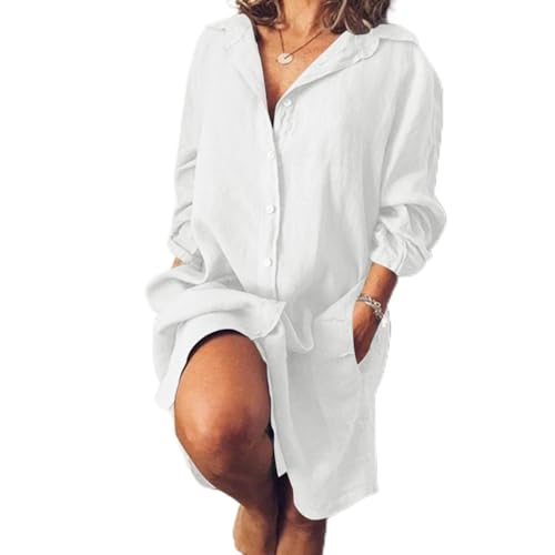 Robe chemise en coton et lin pour femme pour vos journées d'été et vacances