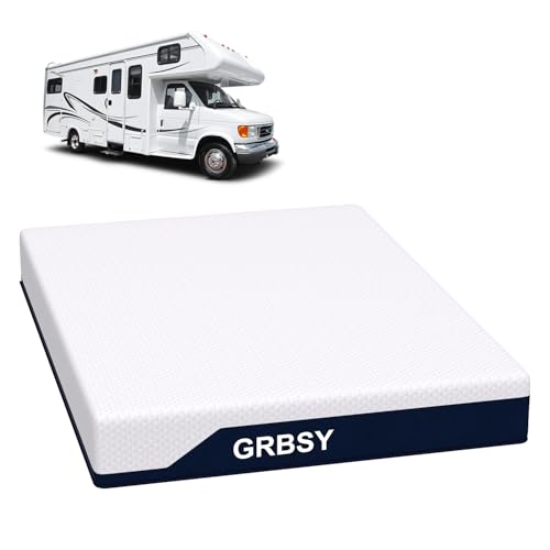Grbsy 12 Inch Upgrade Short Queen RV Memory Foam Mattress, Firm Feel, Fiberglass Free, Pressure Relief, Certified Safe Foams & Cooling IceSilk Cover, Mattress in A Box