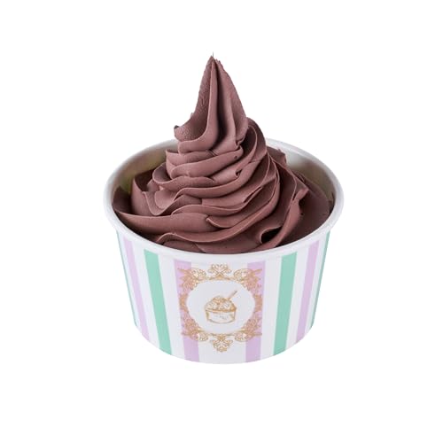 Image of Coppetta 8 Ounce Dessert Cups, 50 Greaseproof Ice Cream Cups - Lids Sold Separately, For Hot And Cold Foods, Purple And Blue Stripe Paper Yogurt Bowls, Disposable, Sturdy - Restaurantware