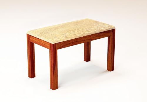 Image of Solid Sheesham Wood Cushioned Living Room Benches, Wooden, Upholstered Wooden Seating Bench for Home & Office l