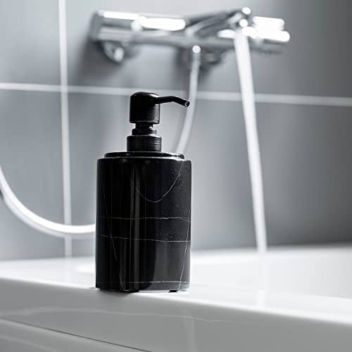 Jimei Black Marble Soap Dispenser Hand Or Dish For Bathroom & Kitchen Sink - Decorative Natural Marble Stone Liquid Soap/Lotion Dispenser - Stainless Steel Soap Dispenser Easy-Glide Pump - Refillable #TOP6