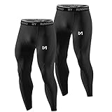 MEETYOO Pantalones de compresión estándar para hombre, mallas de entrenamiento y correr, color negro y negro