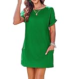 AI'MAGE Women's Swimsuit Coverup Short Sleeve Casual Beach Bathing Suit Cover Ups with Pocket