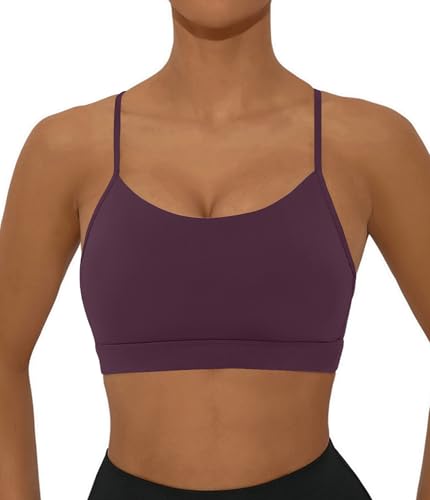 Image of Comper Y Back Sports Bra for Women Low Impact Racerback Workout Bras Sexy Thin Straps Yoga Bras with Removable Pads