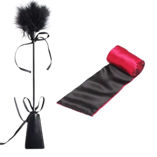 xwanli Bondage SM spielsatin Augenmaske Augenbinde mit Federkitzler Liebes Feder,BDSM Fetisch Bondage set Sex Spielzeug für Paare