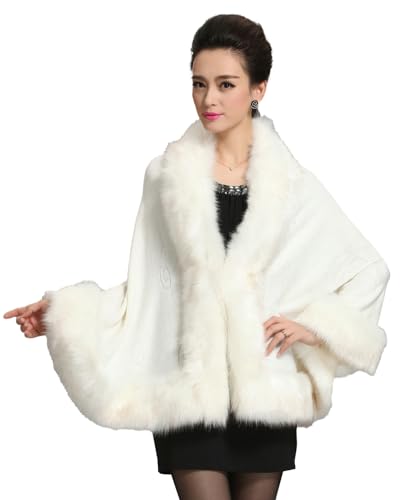 Bridal Faux Fur Shawl for Women Casual Black Shawl Wrap Stole Winter Luxury Fur Cape for Wedding Evening Party - Main Image
