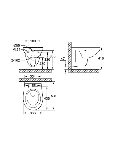 GROHE Bau - Wand-Tiefspül-WC (spülrandlos, 3/6l, für Unterputz-Spülkasten), rund, alpinweiß, 39427000 - Image 3