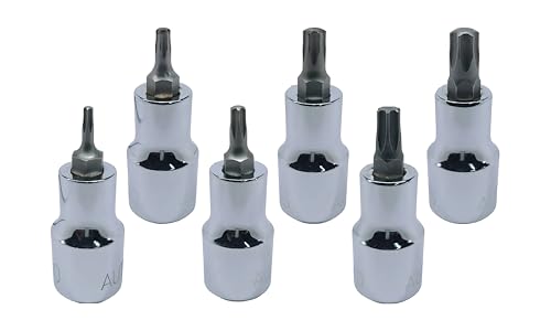T-10+T-15+T-25+T-35+T-40+T-45, Torx Bit Socket, Hardened and Tempered, CRV Steel