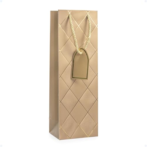 Sacola De Vinho Garrafa Presente De Papel Fundo Reforçado Para Bebidas 40x10x9 Texturizada Resistent