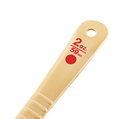 Image of Carlisle FoodService Products 2 Ounce Portion Control Spoon - Long Handle - Flat Bottom Server for Sauces & Toppings, Color Coded Measuring Utensil, Beige