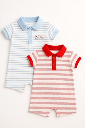 Image of TuddyBuddy 100% Cotton Romper /Jumpsuit /Bodysuit Set for Baby (Pack of 2 Playsuits)