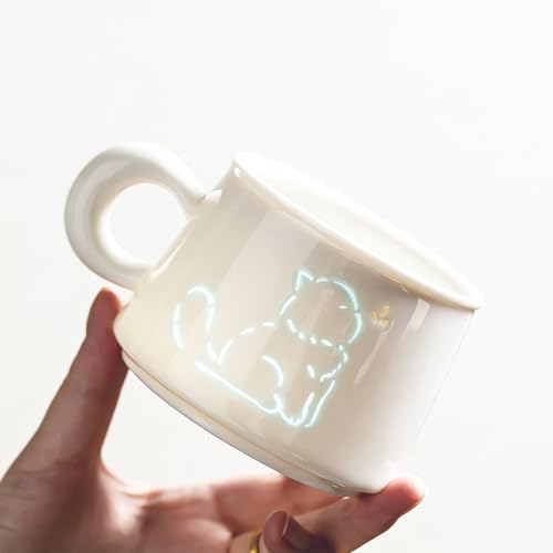 Taza de cerámica única 6oz con motivos de gatos y perros miniatura 5