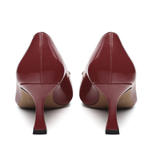 Women's high Heels Mid Stiletto Closed Pointed Toe Patent Pumps Slip on Heels Wedding Party Dress Shoes 2.5IN4