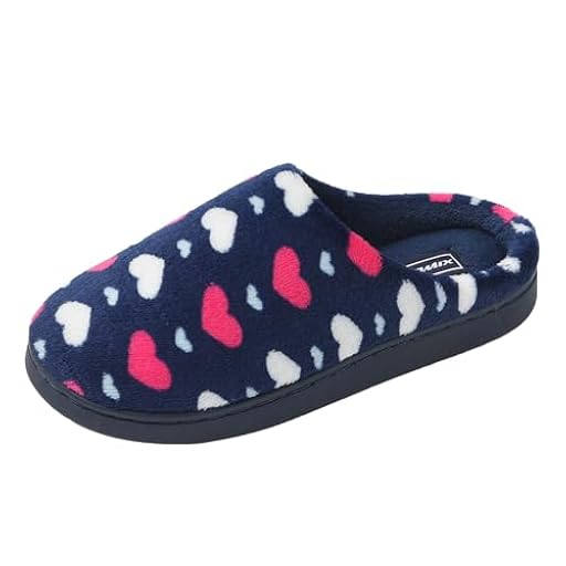 JOMIX Zapatillas de Casa de Felpa para Mujer Pantuflas con Corazones Estampados Peluche Suave Cómoda Invierno Otoño Interior (Marino, 38) | Ya disponible en tu tienda friki favorita! En mundofriki.es!