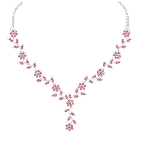 Image of Atasi International American Diamond Style Silver Plated Necklace with Earrings Jewellery Set for Women - Perfect for Party, Wedding, and Engagement