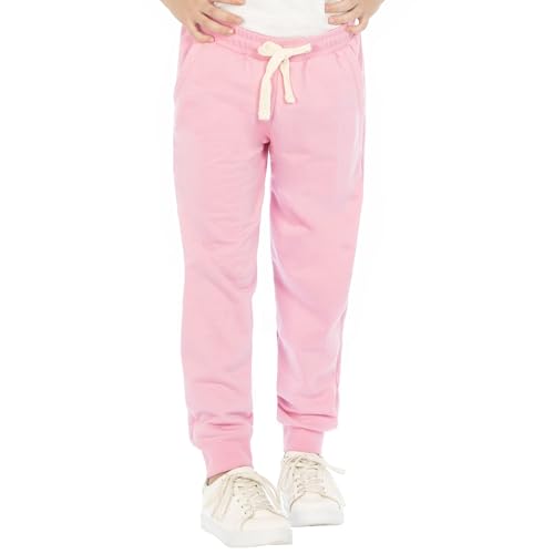 Listado de Ropa Niña al mejor precio. 49 Optima 30035-08/K3652 Jogger para Niñas de Algodón Tipo French con Cordón Ajustable y Bolsos Laterales, Rosa, Talla 8
