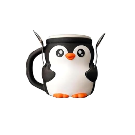 Eqvexd Impresión 3D de contenedores Helado una Pinta con Forma pingüino, Soporte Bonito, Divertido y Reutilizable anticongelante a Prueba Fugas, Funda for latas Cerveza asa Dos cucharas.(1 Piece)