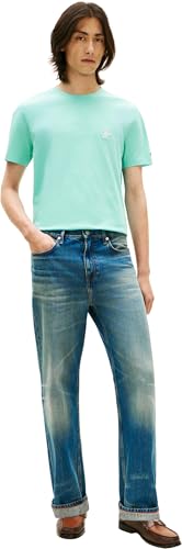 Tommy Hilfiger Herren T-Shirt Kurzarm Script Monogram aus Baumwolle, Türkis (Arctic Aqua), L – Ansicht 4