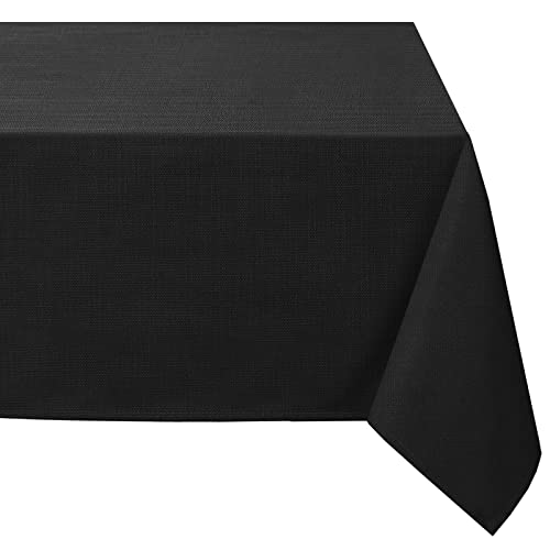 FantasDecor Rectangle Tablecloth for Rectangular Tables Wrinkle Resistant and Waterproof Linen Fabric Cover for Dining Room and Outdoor Use, Black, 54 x 80 Inch