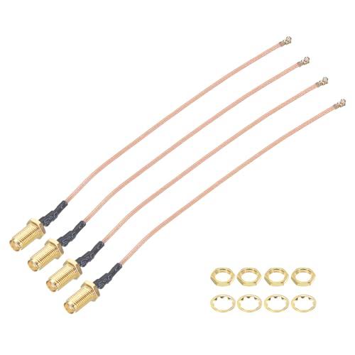 MECCANIXITY 4Pcs 0.5FT RG178 Coaxial Cables UFL(/) Mini PCI to SMA Female Low Loss Coaxial Cable for Wireless Routers Mini PCIE Network Cards PCI Wi-Fi WLAN Repeater