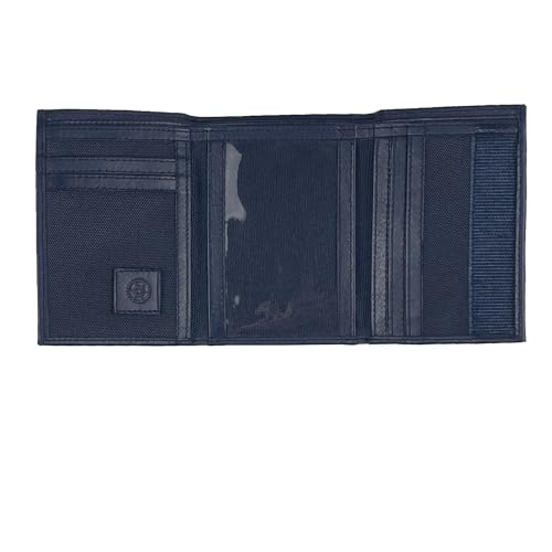 Image of Sprocket Men's Nylon Trifold Wallet with Leather Trim and ID Window (Navy)